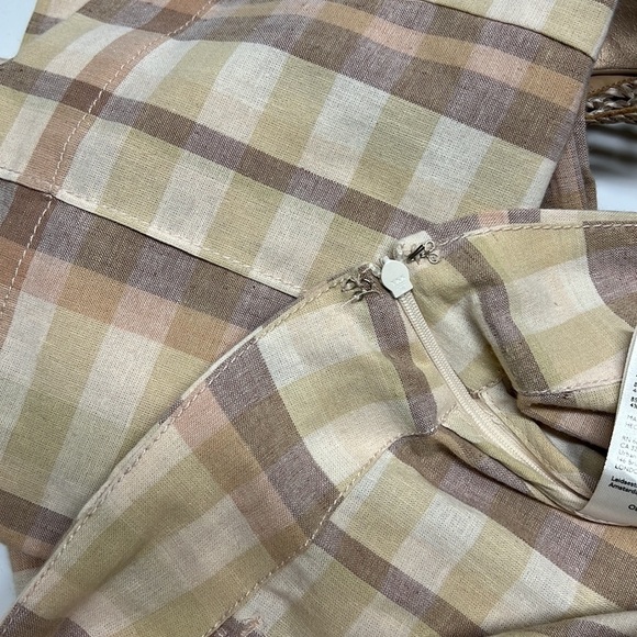 FREE PEOPLE THE WAY YOU MOVE NEUTRAL PLAID LINEN FLARE PANTS SIZE 10 NWT - Picture 11 of 11